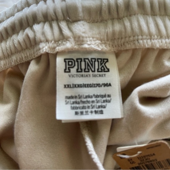 Nwt Victoria Secret Pink velour heritage pant size XXL off white draw string - Picture 5 of 16